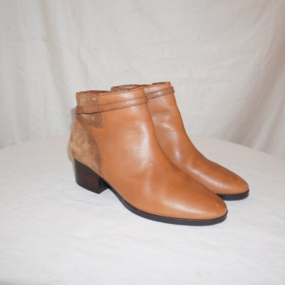 Lauren Ralph Lauren Damara Brown Leather Western Strap Heel Boot Booties 7.5B - Picture 2 of 12